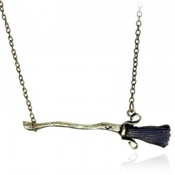 ZXMJ harried magic broomstick pendant necklaces - potters vintage bronze broom firebolt necklaceKettingen