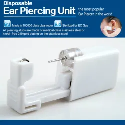 Disposable sterile ear piercing unit with earring - setEarrings