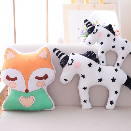 cute unicorn fox stuffed baby toys - soft kawaii animal shaped - pillow cartoon doll - cushion gift