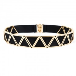 Most Popular Womens Belt Cut Out Gold Triangle Metal Belt With Multi Elastic Hook Closure Belt For