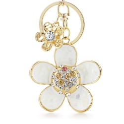 Daisy Blume mit Perle und Kristall - Schlüsselanhänger