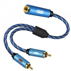 EMK 35mm Female to 2RCA Male Stereo Audio Cable Gold Plated for Smartphones MP3 Tablets Home The
