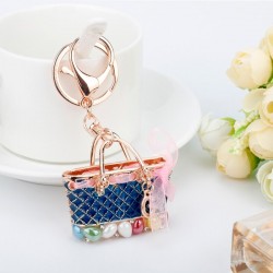 Enamel Bag Keychain Unique Handbag Crystal Pendant Keyring Rhinestone Handmade Key Buckle Women PortHobby & verzamelingen