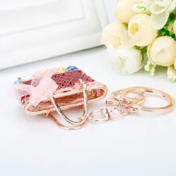 Enamel Bag Keychain Unique Handbag Crystal Pendant Keyring Rhinestone Handmade Key Buckle Women PortHobby & verzamelingen