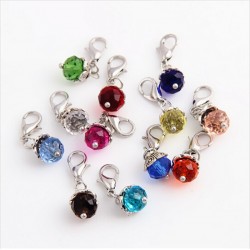 20Pcslot Crystal Birthday Stones Charms Birthstone Floating Locket Charms With Lobster Clasp For Gl