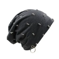 Casual katoenen muts met doodshoofd en zilveren ringHoeden & Petten
