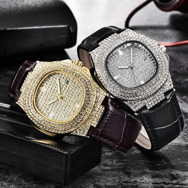 Ausgekühlte Diamant-Uhr - Quarzgold Hip Hop Uhren mit Micropave cz Edelstahl Uhren Replika