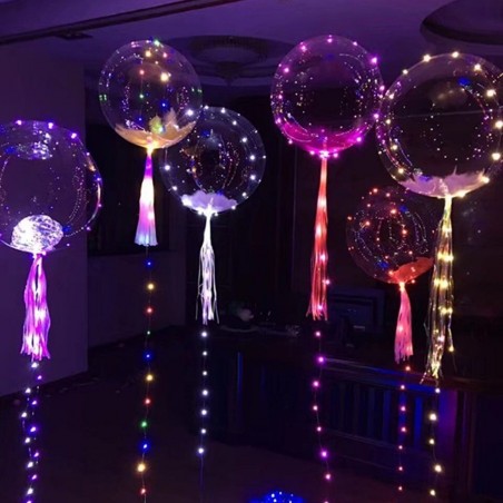 LED Ballon leuchtend transparen Luftballon - String Licht rund Blase klar Ballon