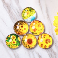 Küche Kühlschrank Aufkleber - rundes Glas Sonnenblume Muster Kühlschrank Magnet Aufkleber