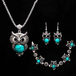 Stone Necklace set Owl braceletearrings Necklace Jewelry for Women Pendant Long Chain Necklace-inSieradensets