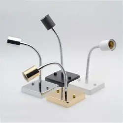 Universal 360 Degree E27 Lamp Holder ceramic screw socket Lamp Base aluminum hose goose neck squareWandlampen