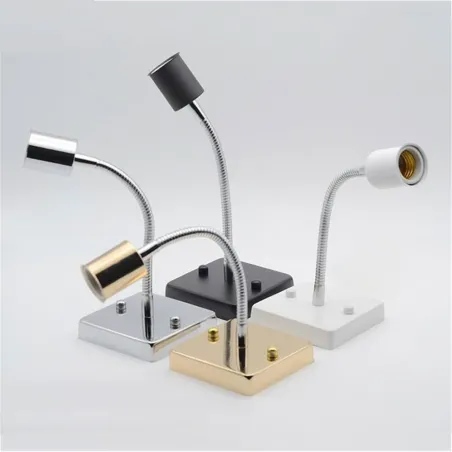Universal 360 Degree E27 Lamp Holder ceramic screw socket Lamp Base aluminum hose goose neck squareWandlampen