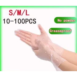 Disposable - anti static - powder-free - oil-proof - transparent PVC protective glovesMondmaskers