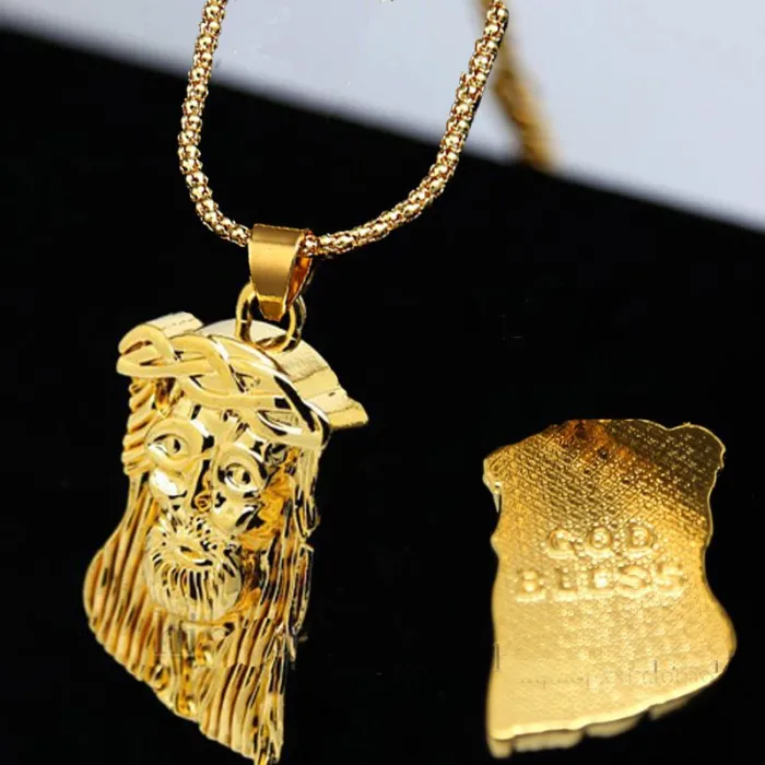 Gezicht van Jezus Christus hanger - met gouden kettingHalskettingen