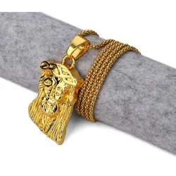 Gezicht van Jezus Christus hanger - met gouden kettingHalskettingen