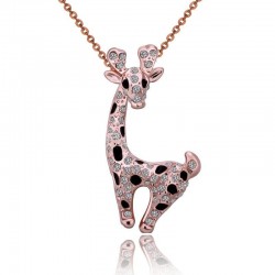 Halskette aus Edelstahl mit Kristall Giraffe