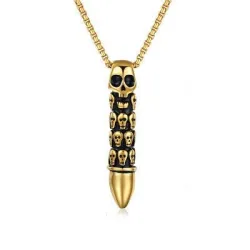 Titanium steel bullet with skulls - necklaceNecklaces