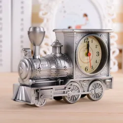 Vintage train with clockClocks
