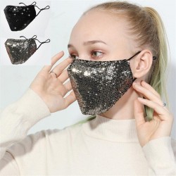 Fashionable cotton face/mouth mask with sequins - anti-pollution - breathable - protection