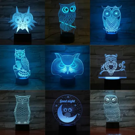 3D uil - LED nachtlampje - USB - touch control / afstandsbedieningVerlichting