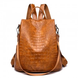 Casual Leather Bag - Women - Brown/BlackRugzakken