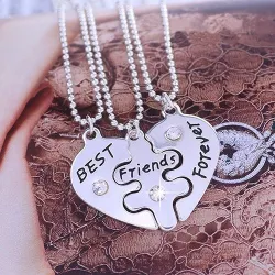 3Pcs Best Friends Forever Necklace Set - HeartHalskettingen