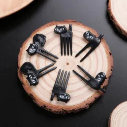Black cat fruit fork - 6pcs/packBestek