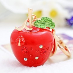 Crystal apple keychain - green - red