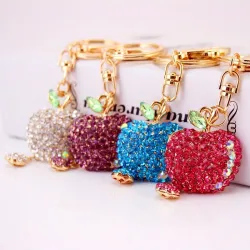 Flat crystal apple key chainSleutelhangers