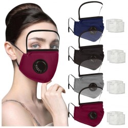 Mond- / gelaatsmasker - afneembaar plastic oogschild - luchtventiel - 2.5PM filter - herbruikbaarMondmaskers