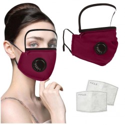 Mund- / Gesichtsschutzmaske - abnehmbarer Kunststoff-Augenschutz - Luftventil - 2.5PM Filter - wiederverwendbar