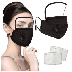 Mouth / face protective mask - detachable plastic eye shield - air valve - 2.5PM filter - reusableMouth masks