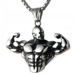 Strong muscle men - necklace - stainless steel - pendantKettingen