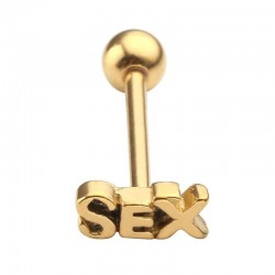 Tongue piercing - sex - silver/gold - stainless steel