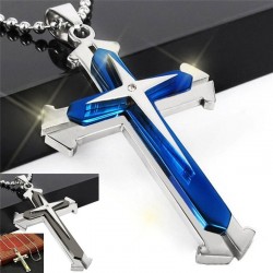 Cross pendant chain - 3D - 3 colours - metal chainKettingen