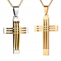 Vintage Kreuz Anhänger - Halskette - gold - halb gold