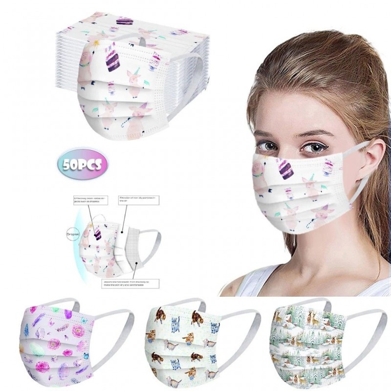 50 Stück - Einweg antibakterielle medizinische Gesichtsmaske - Mundmaske - 3-Schicht - unisex