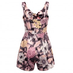 Womens Summer Print Jumpsuit Shorts Casual Loose Short Sleeve V-neck Beach Rompers Sleeveless BodycJumpsuits