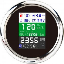 85mm - 6 in 1 - multi-functional - digital gauge - gps - speedometer - 9-32V - fuel level - water temp - alarmDiagnose