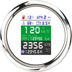 85mm - 6 in 1 - multi-functional - digital gauge - gps - speedometer - 9-32V - fuel level - water temp - alarmDiagnose