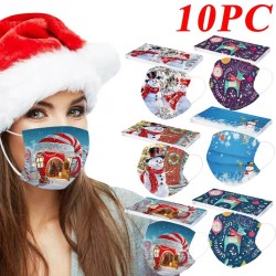 10 Stück - antibakterielle Einweg-Gesichtsmaske - Mundmaske - 3-lagig - Unisex - Weihnachtsdruck
