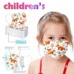 Face / mouth face masks - for children - 3-ply - animal print