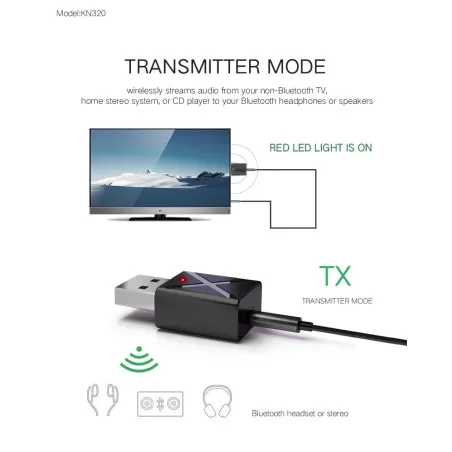 Bluetooth 5.0 - 2 in 1 - bluetooth adapter - transmitter - receiverUSB geheugen