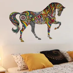Kleurrijk paard - Muursticker - Vinyl MuurschilderingenMuurstickers