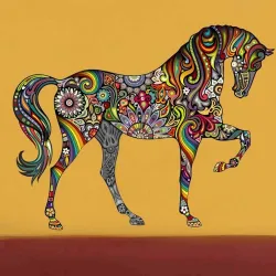 Kleurrijk paard - Muursticker - Vinyl MuurschilderingenMuurstickers
