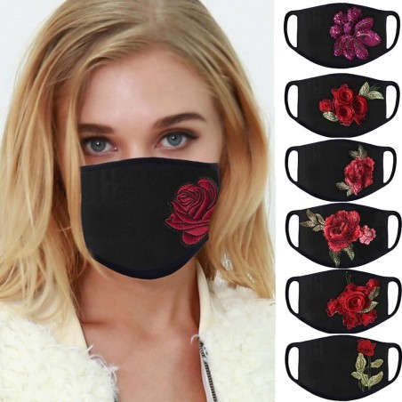 PM2.5 - anti- dust & pollution - face / mouth protective mask - washable - roses print