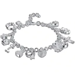 Elegante armband met 13 bedels - 925 sterling zilverArmbanden