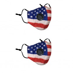 2 - 4 pieces - PM2.5 - protective face / mouth mask with air valve & filter - reusable - American flag