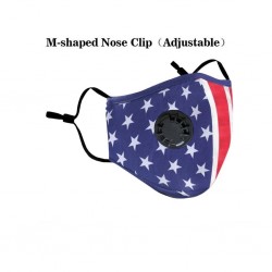 2 - 4 pieces - PM2.5 - protective face / mouth mask with air valve & filter - reusable - American flag