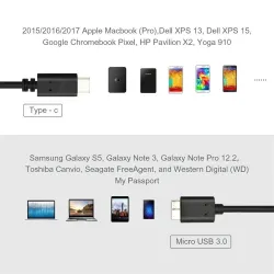 Micro B - USB C - 3.0 Cable - 5Gbps - External Hard DriveUSB geheugen
